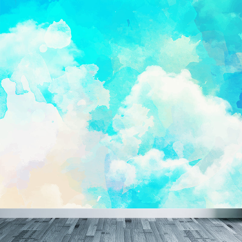 Modern Watercolor Pattern Wall Mural Soft Color Dining Room Wall Covering, Personalized Clearhalo 'Wall Decor' 'Wall Mural' 1618912