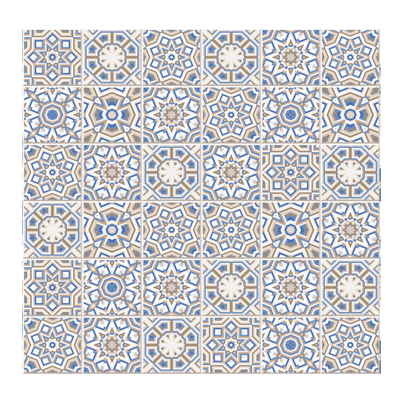 Blue Floral Tiles Wallpaper Panels Self-Sticking Bohemian Living Room Wall Decor Clearhalo 'Wall Decor' 'Wallpaper' 1618927