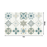 Green Flower Printed Wallpaper Panels Easy Peel off Wall Art for Kitchen Backsplash Clearhalo 'Wall Decor' 'Wallpaper' 1618937