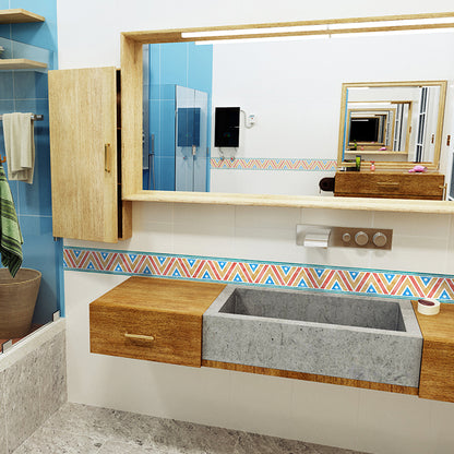 Novelty Zigzag Pattern Wallpaper Border Childrens Art Stick On Washroom Wall Decor, 16.5' L x 4" W Blue Clearhalo 'Wall Decor' 'Wallpaper' 1618953