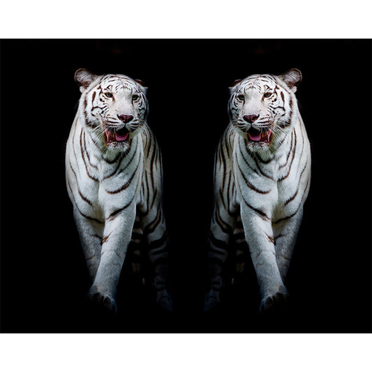 Modern Tigers Mural Wallpaper for Girls Bedroom Full Size Wall Covering in Black Clearhalo 'Wall Decor' 'Wall Mural' 1618984