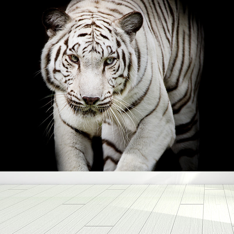 Modern Tiger Mural Non-Woven Texture Waterproofing Black Wall Art for Girls Bedroom Clearhalo 'Wall Decor' 'Wall Mural' 1618988