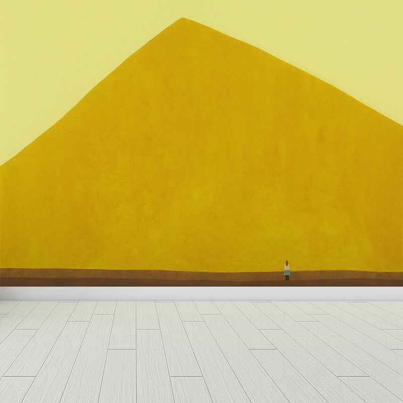 Hills Scene Painting Mural Decal Yellow Contemporary Art Wall Covering for Living Room Yellow Clearhalo 'Wall Decor' 'Wall Mural' 1618996