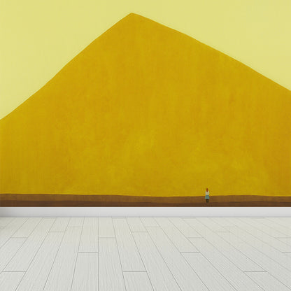 Hills Scene Painting Mural Decal Yellow Contemporary Art Wall Covering for Living Room Yellow Clearhalo 'Wall Decor' 'Wall Mural' 1618996