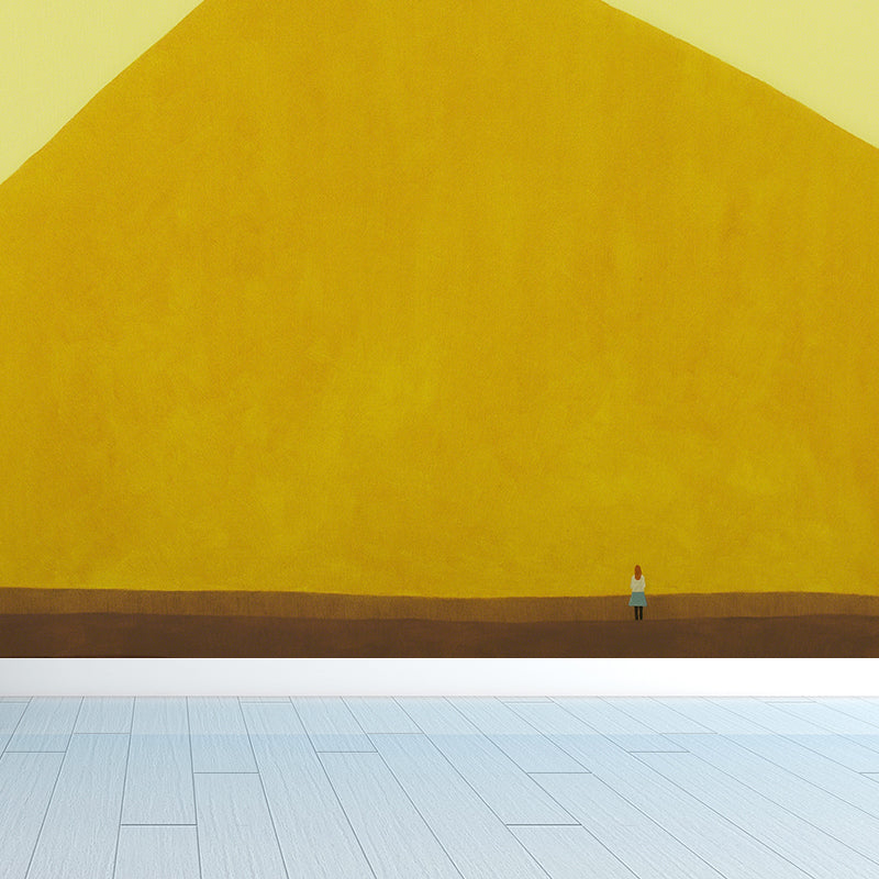 Hills Scene Painting Mural Decal Yellow Contemporary Art Wall Covering for Living Room Clearhalo 'Wall Decor' 'Wall Mural' 1618998