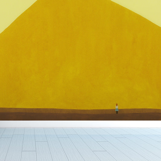 Hills Scene Painting Mural Decal Yellow Contemporary Art Wall Covering for Living Room Clearhalo 'Wall Decor' 'Wall Mural' 1618998