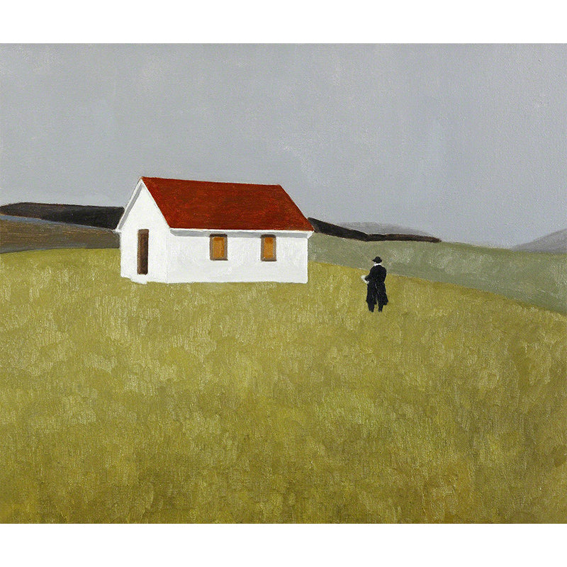 Fall Farmfield Landscape Wall Mural Green Modern Artistic Wall Decor for Boys Room Clearhalo 'Wall Decor' 'Wall Mural' 1619004