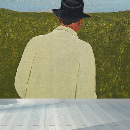 Contemporary Art Meadow Landscape Mural Green Stain-Proof Wall Covering for Kitchen Green Clearhalo 'Wall Decor' 'Wall Mural' 1619006