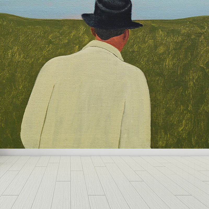 Contemporary Art Meadow Landscape Mural Green Stain-Proof Wall Covering for Kitchen Clearhalo 'Wall Decor' 'Wall Mural' 1619008