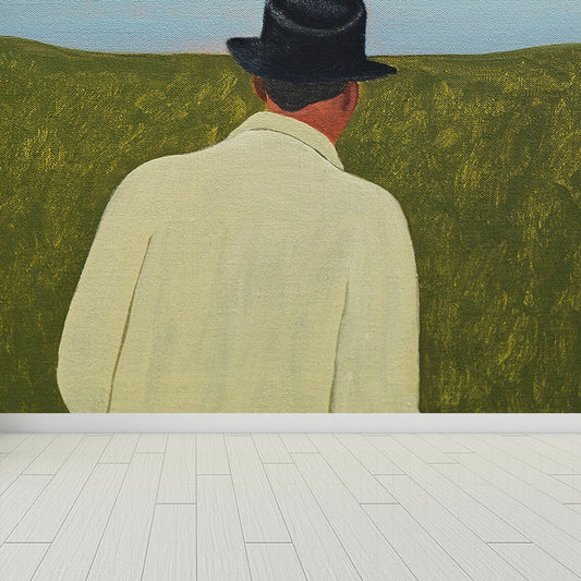 Contemporary Art Meadow Landscape Mural Green Stain-Proof Wall Covering for Kitchen Clearhalo 'Wall Decor' 'Wall Mural' 1619008