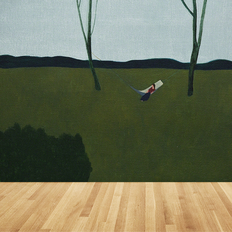 Modern Aesthetics Steppe Scene Mural Wallpaper Green Nature Landscape Wall Covering Clearhalo 'Wall Decor' 'Wall Mural' 1619012