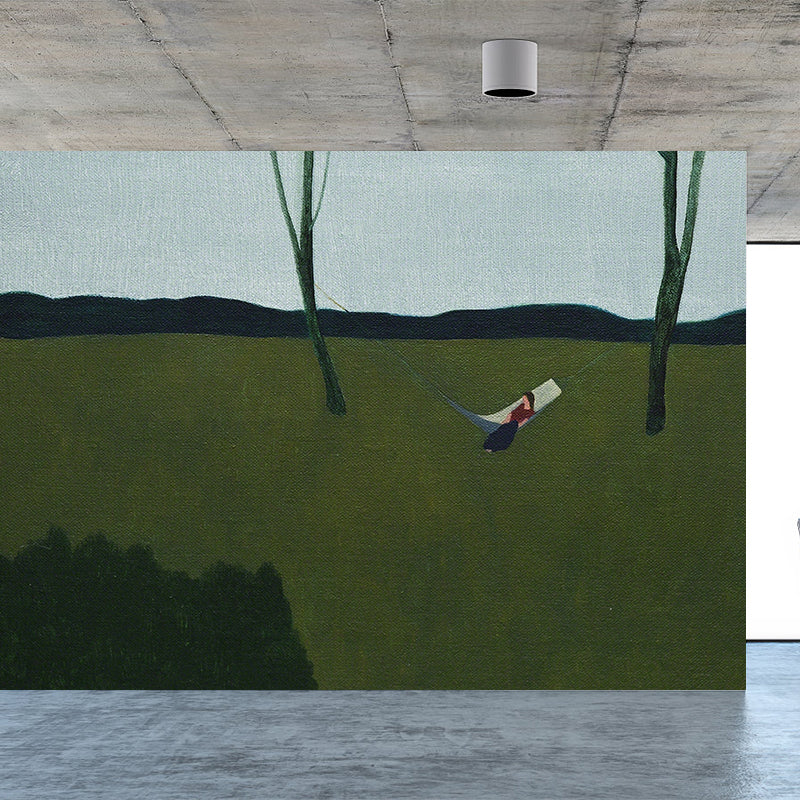 Modern Aesthetics Steppe Scene Mural Wallpaper Green Nature Landscape Wall Covering Clearhalo 'Wall Decor' 'Wall Mural' 1619013