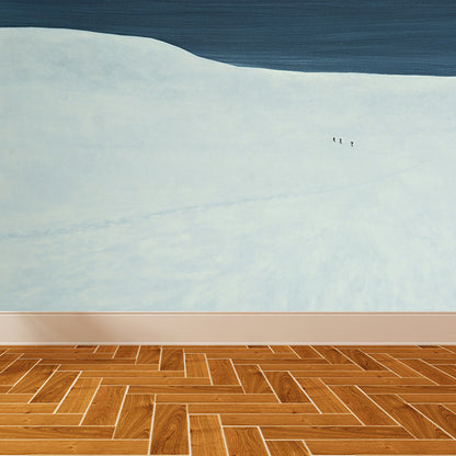 Modern Aesthetics Girls Mural Wallpaper Snowfield and Figures White Wall Covering White Clearhalo 'Wall Decor' 'Wall Mural' 1619016