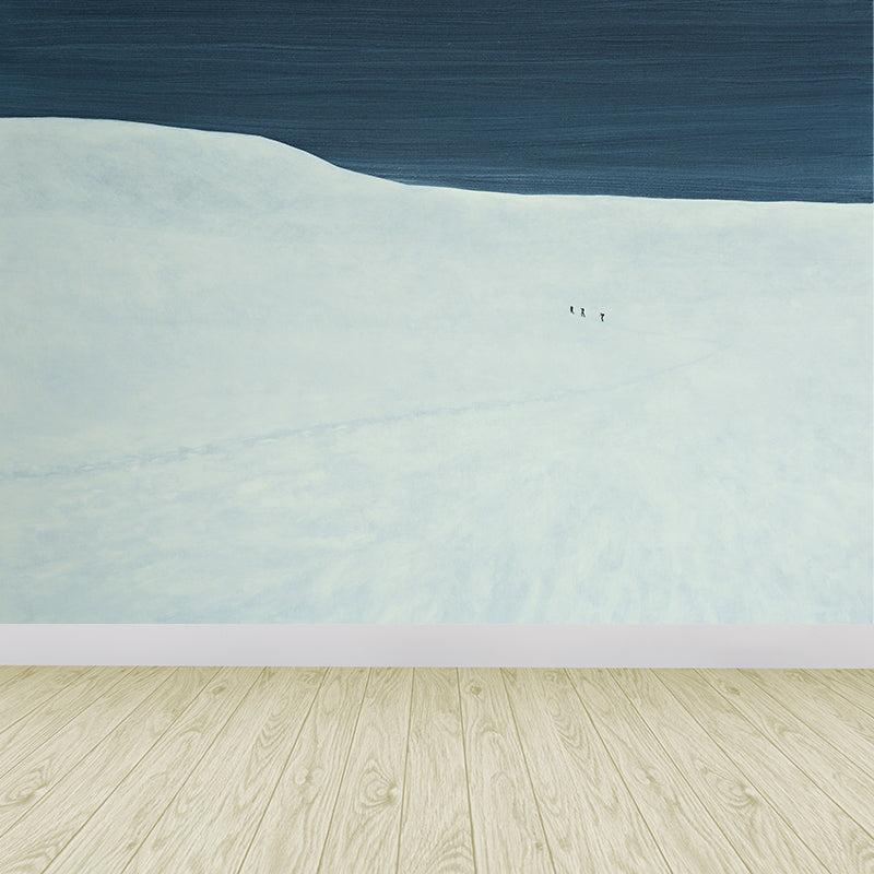 Modern Aesthetics Girls Mural Wallpaper Snowfield and Figures White Wall Covering Clearhalo 'Wall Decor' 'Wall Mural' 1619017