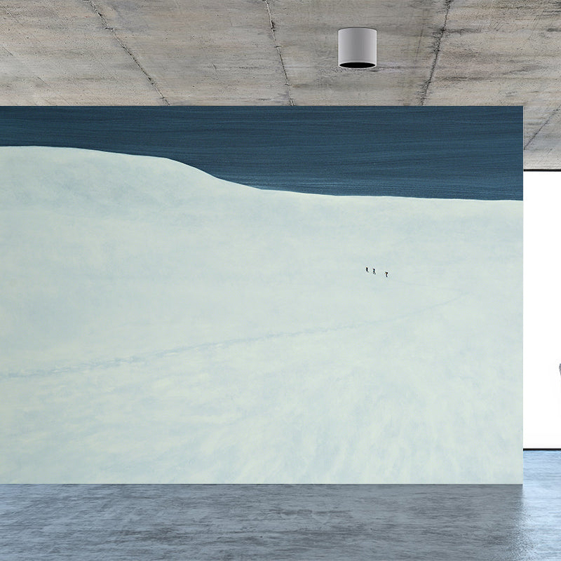 Modern Aesthetics Girls Mural Wallpaper Snowfield and Figures White Wall Covering Clearhalo 'Wall Decor' 'Wall Mural' 1619018