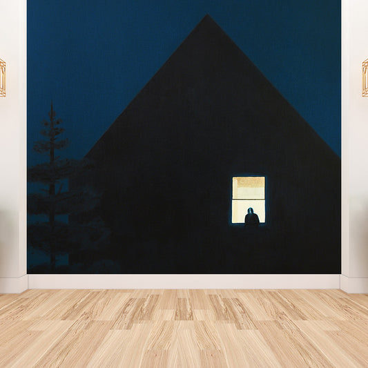 Modern Art Window Mural Non-Woven Stain Resistant Blue Wall Decor for Living Room Clearhalo 'Wall Decor' 'Wall Mural' 1619022