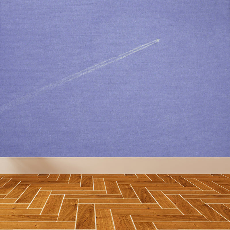 Purple Aeroplane Mural Wallpaper Nature Modern Art Stain-Proof Wall Covering for Kitchen Purple Clearhalo 'Wall Decor' 'Wall Mural' 1619041