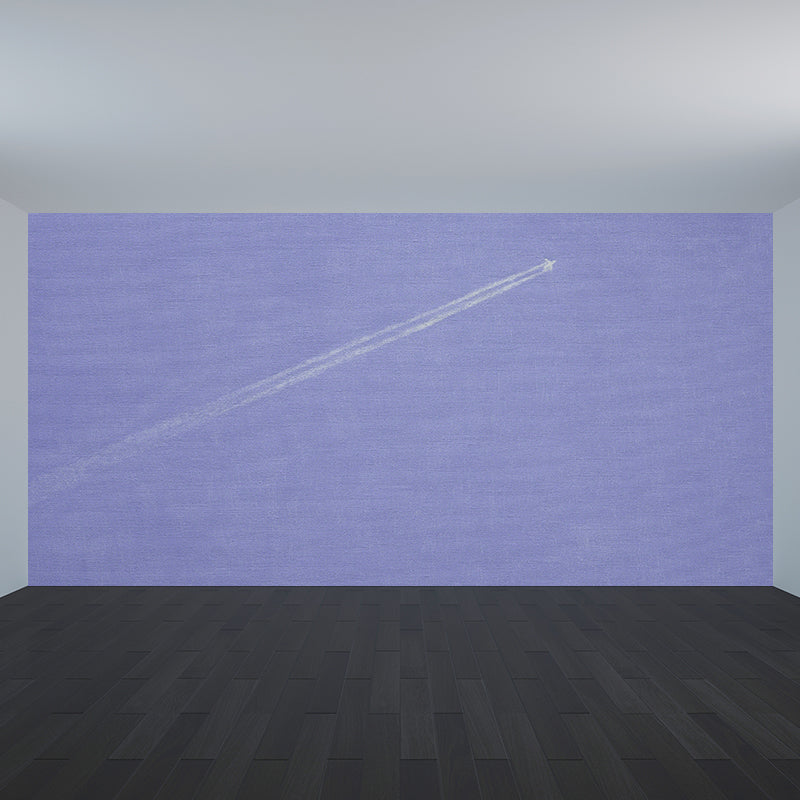 Purple Aeroplane Mural Wallpaper Nature Modern Art Stain-Proof Wall Covering for Kitchen Clearhalo 'Wall Decor' 'Wall Mural' 1619043