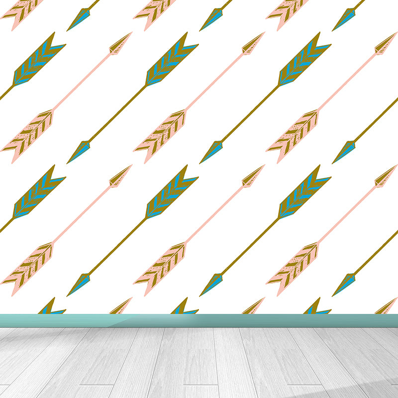 Feather Arrows Wall Mural Modern Decorative Living Room Wall Covering, Personalise Green Clearhalo 'Wall Decor' 'Wall Mural' 1619126