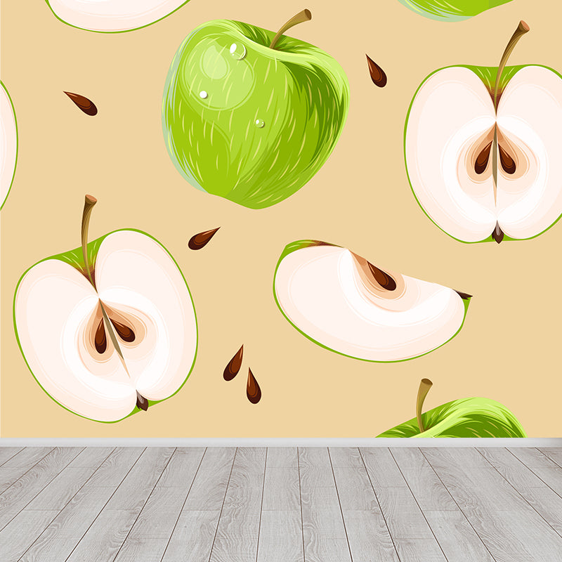 Unripe Apple Wall Mural Modern Decorative Living Room Wall Covering, Custom Size Available Green Clearhalo 'Wall Decor' 'Wall Mural' 1619131