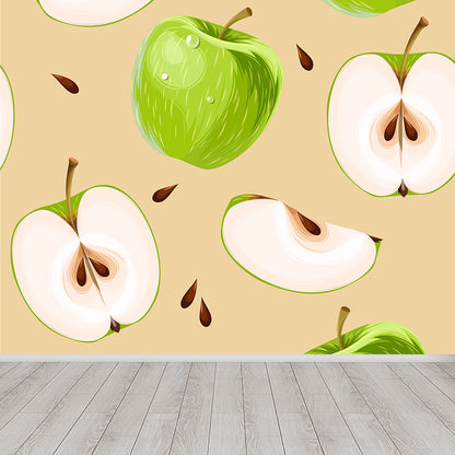 Unripe Apple Wall Mural Modern Decorative Living Room Wall Covering, Custom Size Available Green Clearhalo 'Wall Decor' 'Wall Mural' 1619131