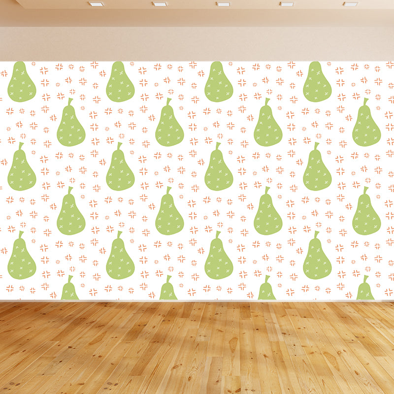 Extra Large Pears Mural Wallpaper Decorative Contemporary Living Room Wall Covering Green Clearhalo 'Wall Decor' 'Wall Mural' 1619141