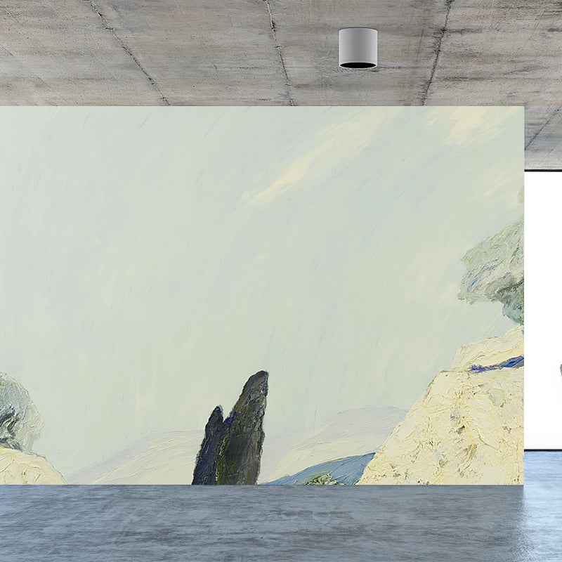 Modern Art Hills Trail Mural Wallpaper for Boys Bedroom Full Size Wall Covering in Gray Yellow Gray-Yellow Clearhalo 'Wall Decor' 'Wall Mural' 1619186