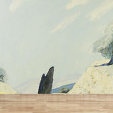 Modern Art Hills Trail Mural Wallpaper for Boys Bedroom Full Size Wall Covering in Gray Yellow Clearhalo 'Wall Decor' 'Wall Mural' 1619187