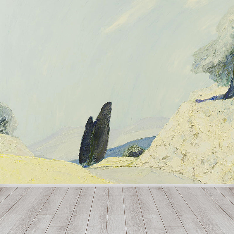 Modern Art Hills Trail Mural Wallpaper for Boys Bedroom Full Size Wall Covering in Gray Yellow Clearhalo 'Wall Decor' 'Wall Mural' 1619188