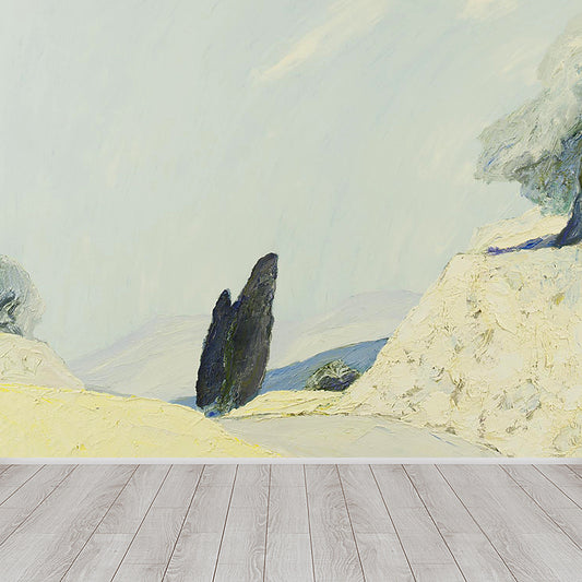 Modern Art Hills Trail Mural Wallpaper for Boys Bedroom Full Size Wall Covering in Gray Yellow Clearhalo 'Wall Decor' 'Wall Mural' 1619188