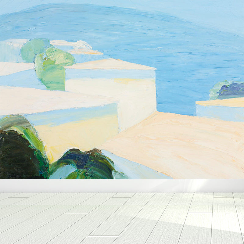 Contemporary Art Mountains Wall Mural Blue Decorative Wall Covering for Living Room Blue Clearhalo 'Wall Decor' 'Wall Mural' 1619191