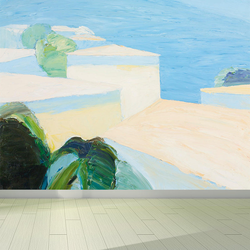 Contemporary Art Mountains Wall Mural Blue Decorative Wall Covering for Living Room Clearhalo 'Wall Decor' 'Wall Mural' 1619192