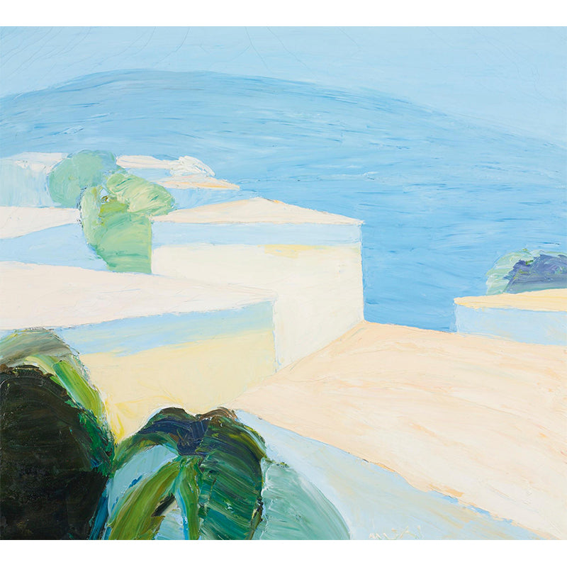 Contemporary Art Mountains Wall Mural Blue Decorative Wall Covering for Living Room Clearhalo 'Wall Decor' 'Wall Mural' 1619194