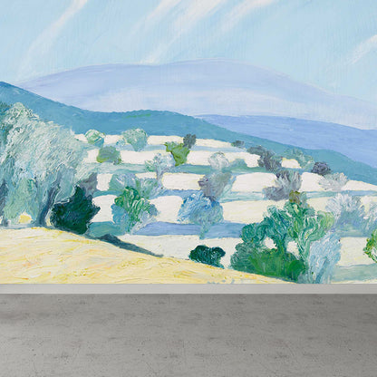 Contemporary Art Meadow Mural Non-Woven Texture Stain-Proof Blue Wall Decor for Boys Room Blue Clearhalo 'Wall Decor' 'Wall Mural' 1619196