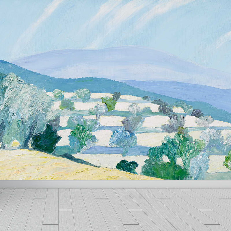 Contemporary Art Meadow Mural Non-Woven Texture Stain-Proof Blue Wall Decor for Boys Room Clearhalo 'Wall Decor' 'Wall Mural' 1619197