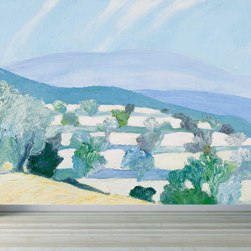 Contemporary Art Meadow Mural Non-Woven Texture Stain-Proof Blue Wall Decor for Boys Room Clearhalo 'Wall Decor' 'Wall Mural' 1619198