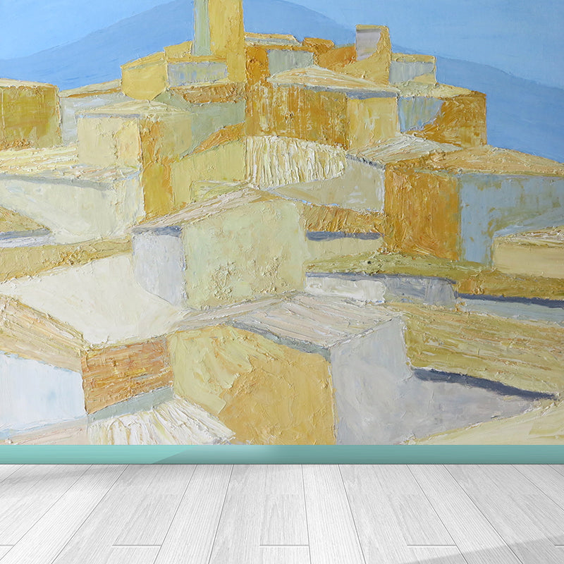 Brown Crowed Houses Wall Mural Stainproof Modern Artistic Living Room Wall Decor Brown Clearhalo 'Wall Decor' 'Wall Mural' 1619201