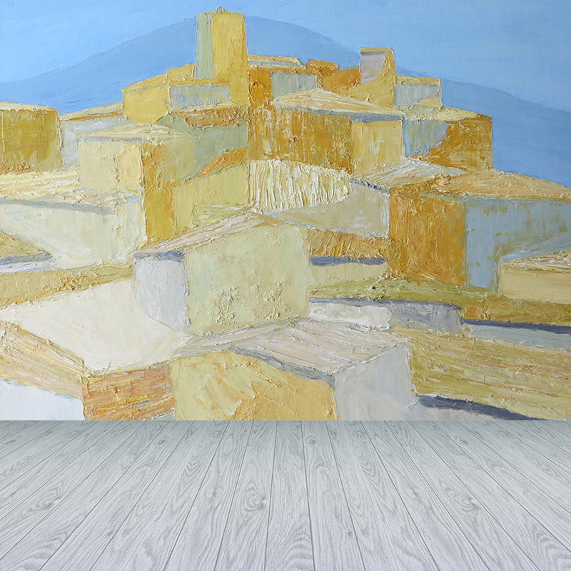 Brown Crowed Houses Wall Mural Stainproof Modern Artistic Living Room Wall Decor Clearhalo 'Wall Decor' 'Wall Mural' 1619202