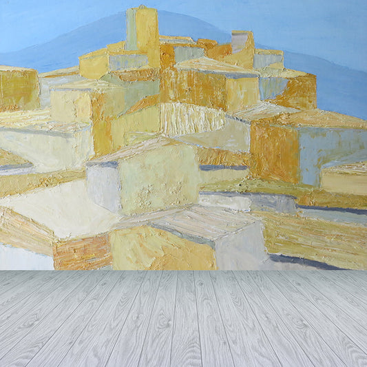 Brown Crowed Houses Wall Mural Stainproof Modern Artistic Living Room Wall Decor Clearhalo 'Wall Decor' 'Wall Mural' 1619202