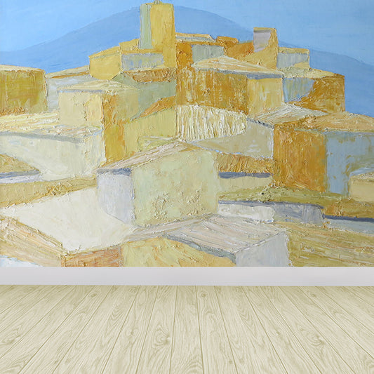 Brown Crowed Houses Wall Mural Stainproof Modern Artistic Living Room Wall Decor Clearhalo 'Wall Decor' 'Wall Mural' 1619203