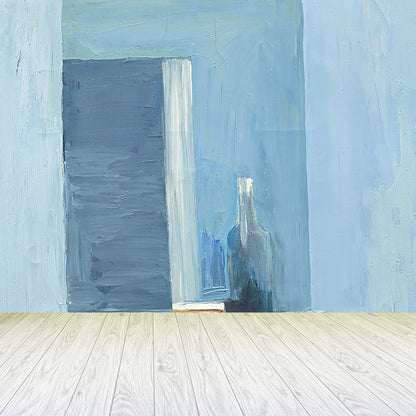 Blue Wine Bottle Mural Decal Painting Contemporary Artistic Stain-Proof Wall Decor for Playroom Blue Clearhalo 'Wall Decor' 'Wall Mural' 1619206