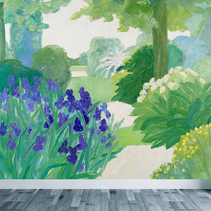 Green Flowering Shrubs Mural Decal Stain-Proofing Wall Covering for Girls Bedroom Green Clearhalo 'Wall Decor' 'Wall Mural' 1619211