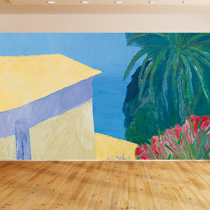 Blue Modern Aesthetics Mural Decal Big Nature Landscape Wall Art for Boys Bedroom Blue Clearhalo 'Wall Decor' 'Wall Mural' 1619216