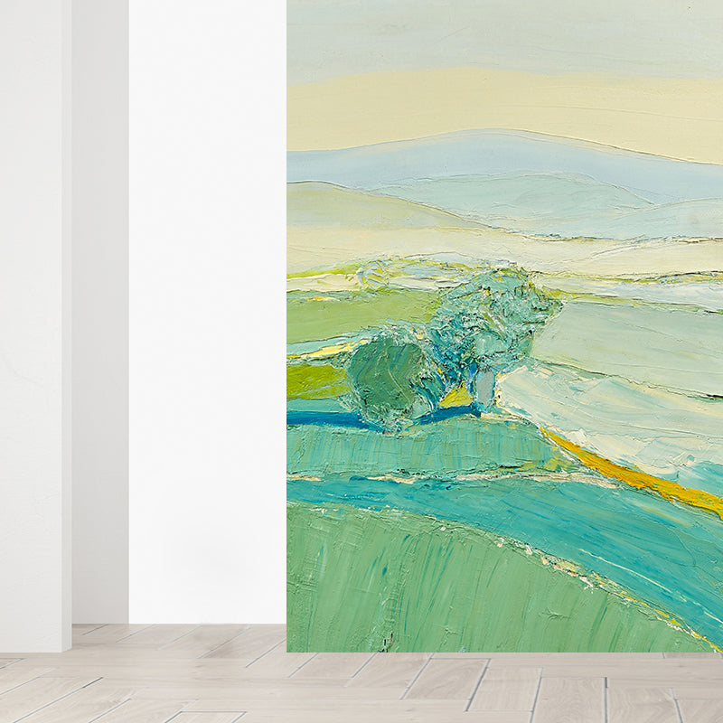 Green Vast Meadow Mural Wallpaper Nature Modern Aesthetics Stainproof Wall Covering Clearhalo 'Wall Decor' 'Wall Mural' 1619223