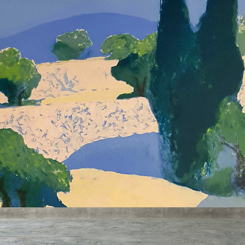 Stain-Proof Hills and Trees Mural Contemporary Art Non-Woven Wall Decor, Personalize Clearhalo 'Wall Decor' 'Wall Mural' 1619228