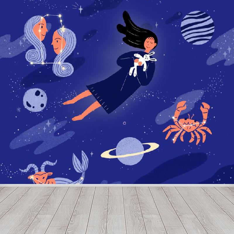 Modern Constellation Mural Non-Woven Stain Resistant Purple Wall Decor for Living Room Purple Clearhalo 'Wall Decor' 'Wall Mural' 1619246