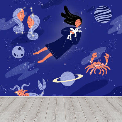 Modern Constellation Mural Non-Woven Stain Resistant Purple Wall Decor for Living Room Purple Clearhalo 'Wall Decor' 'Wall Mural' 1619246