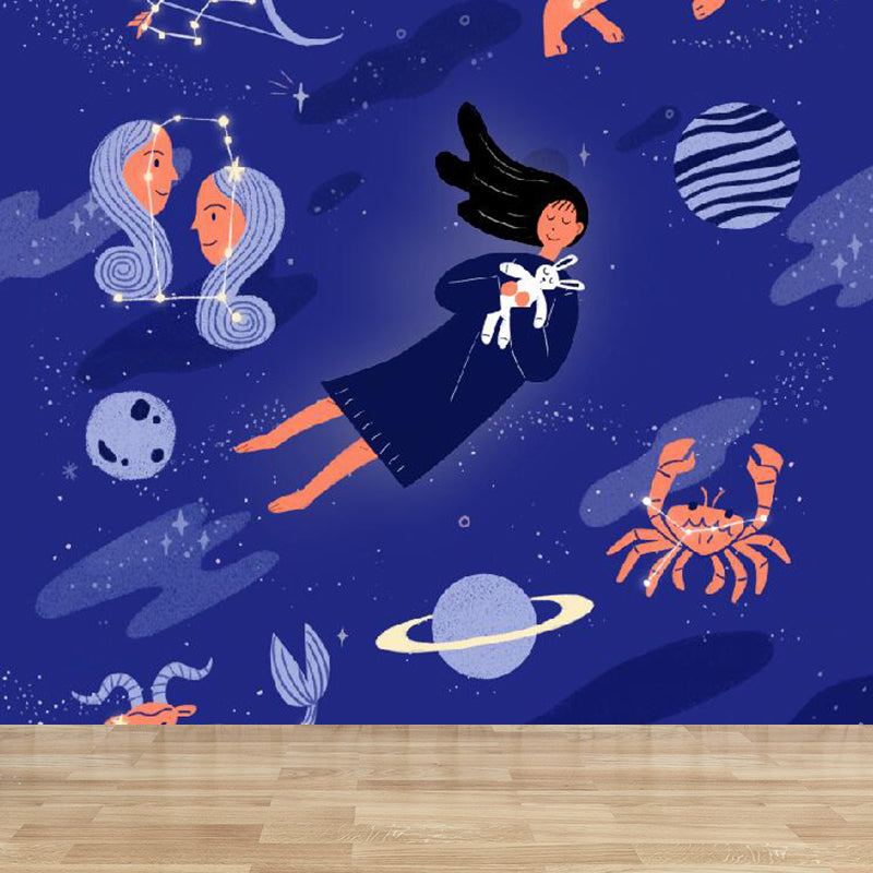 Modern Constellation Mural Non-Woven Stain Resistant Purple Wall Decor for Living Room Clearhalo 'Wall Decor' 'Wall Mural' 1619247