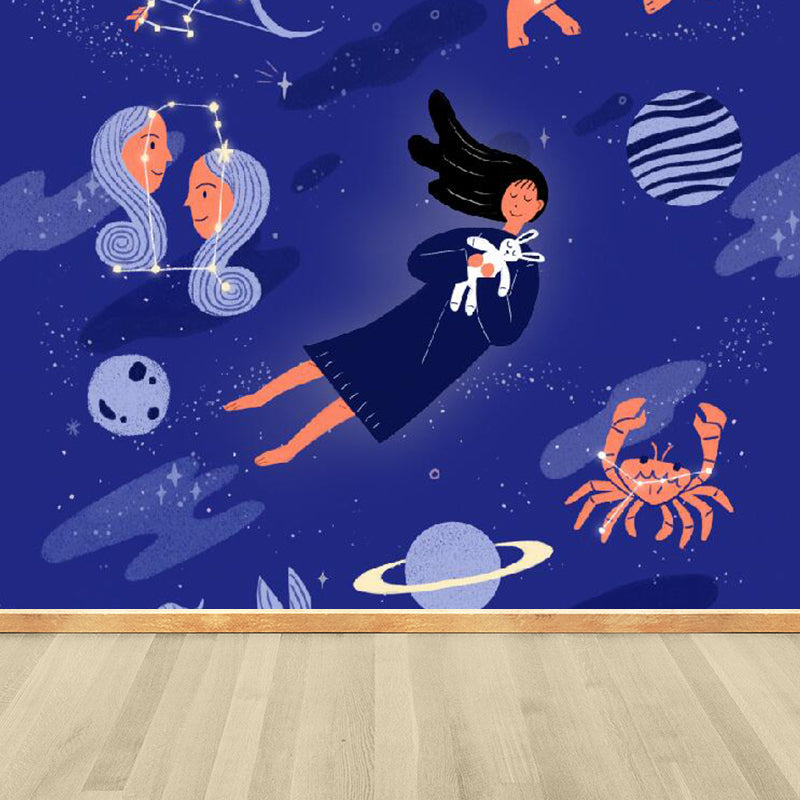 Modern Constellation Mural Non-Woven Stain Resistant Purple Wall Decor for Living Room Clearhalo 'Wall Decor' 'Wall Mural' 1619248