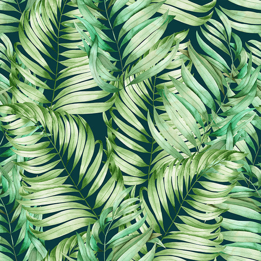 Green Leaves Pattern Mural Wallpaper Stain Resistant Tropical Dining Room Wall Covering Clearhalo 'Wall Decor' 'Wall Mural' 1619279